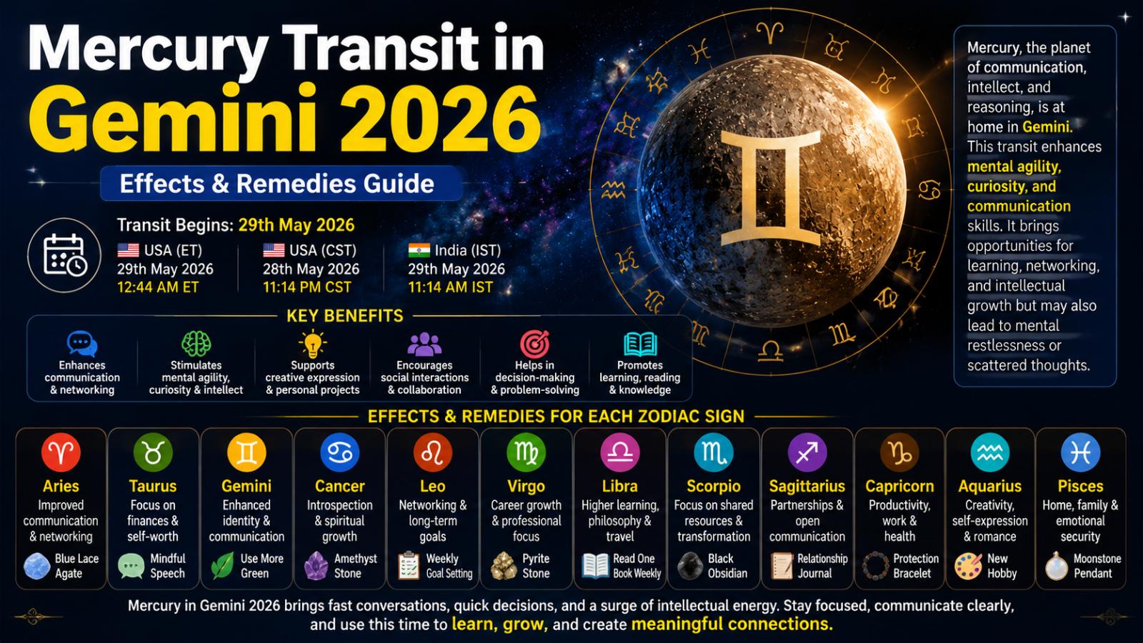 Mercury Transit in Gemini 2026: Zodiac Effects & Remedies