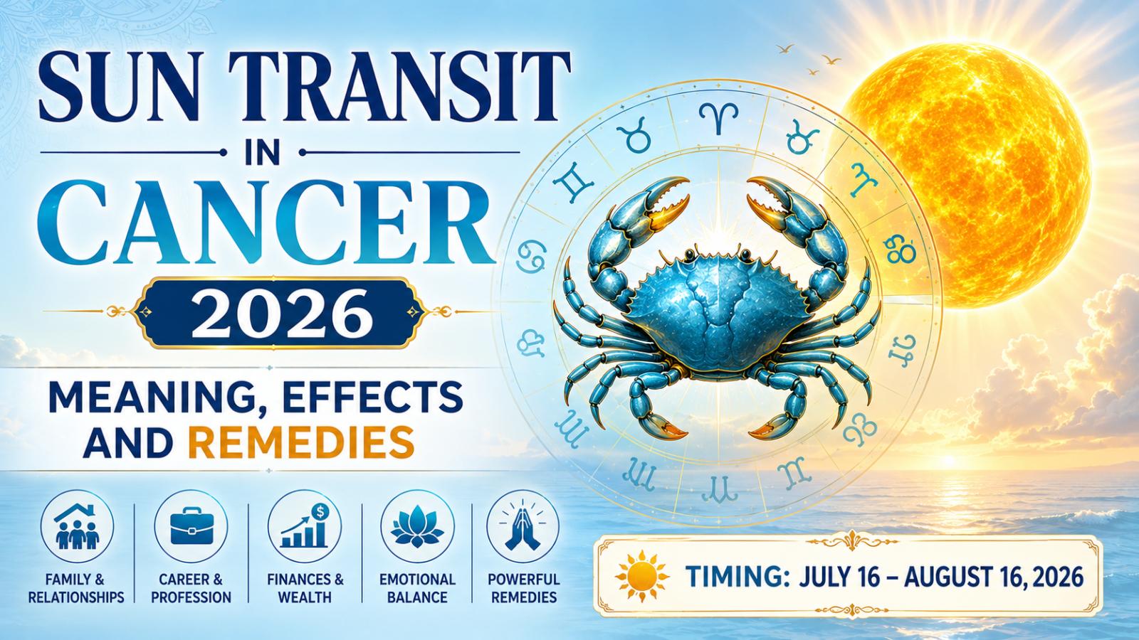 Sun Transit in Cancer 2026: Meaning, Effects and Remedies