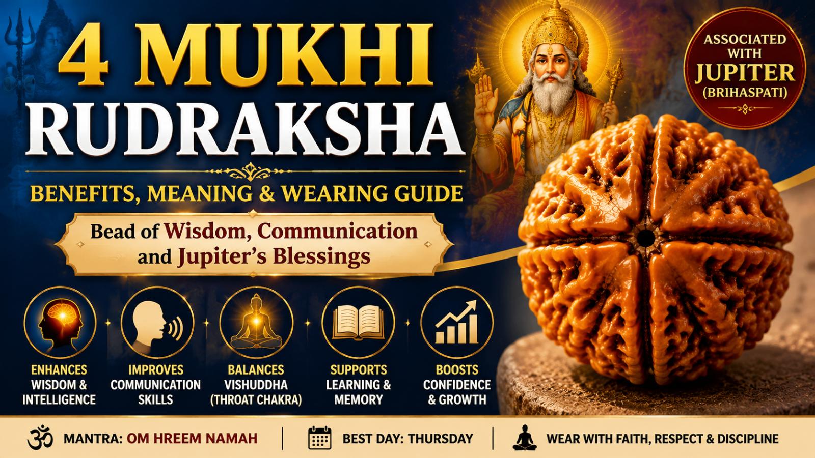 4 Mukhi Rudraksha benefits meaning and astrology guide