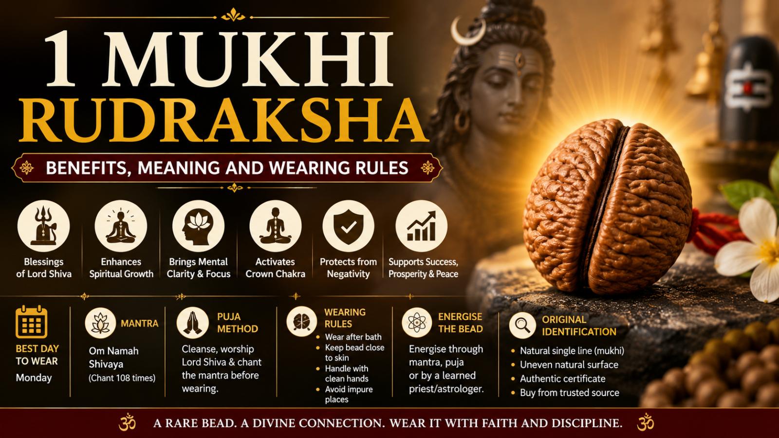 1 Mukhi Rudraksha Benefits, Meaning and Wearing Rules