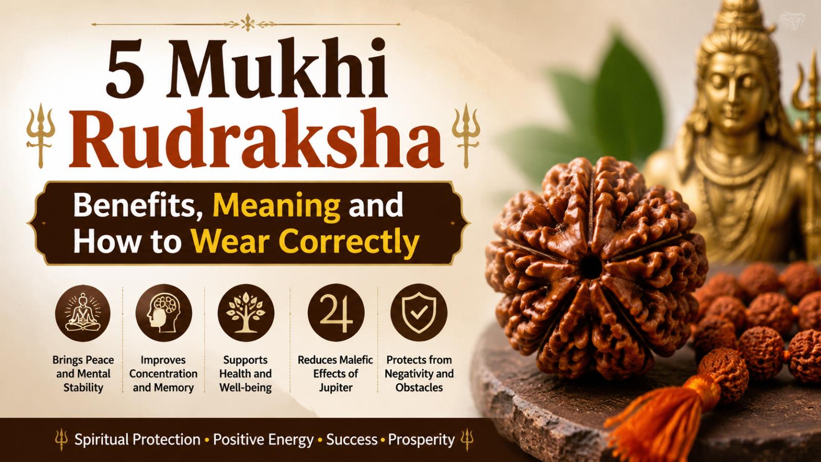 5 Mukhi Rudraksha Benefits, Meaning and How to Wear Correctly