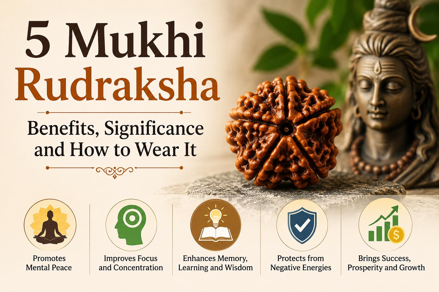 5 Mukhi Rudraksha Benefits, Significance and How to Wear It
