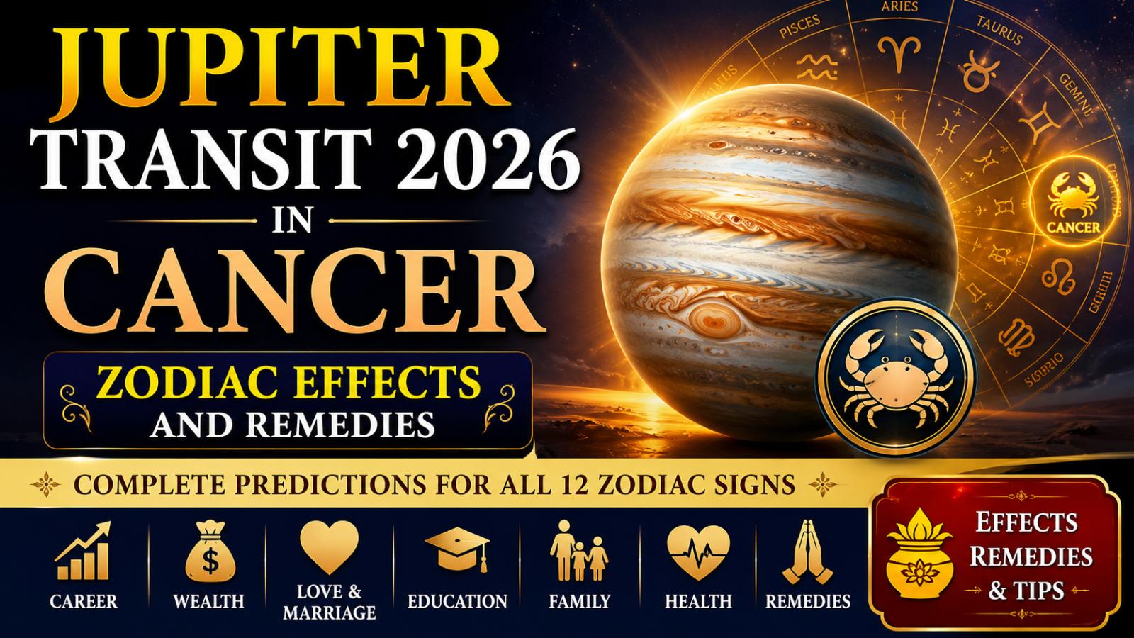 Jupiter Transit 2026 in Cancer: Zodiac Effects and Remedies