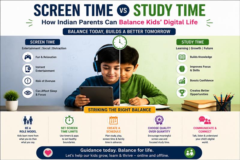 Screen Time vs Study Time: How Indian Parents Can Balance Kids Digital Life