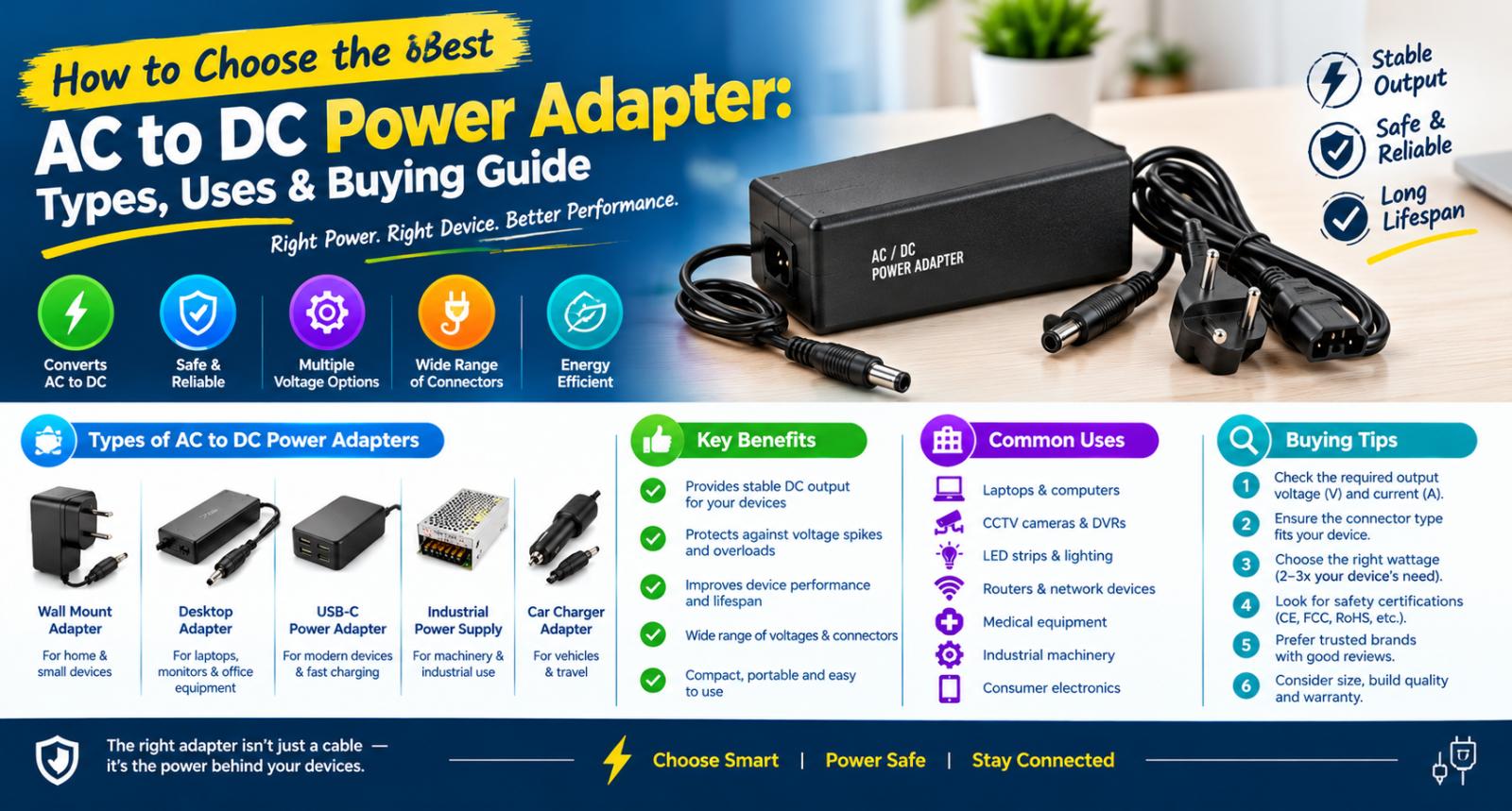 How to Choose the Best AC to DC Power Adapter: Types, Uses & Buying Guide