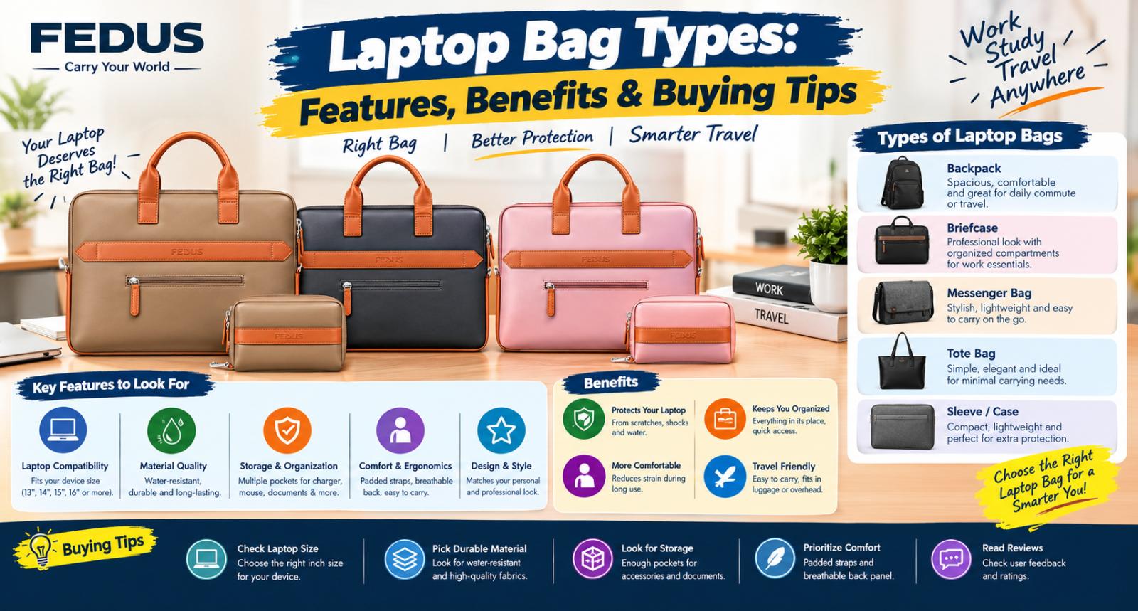 Laptop Bag Types: Features, Benefits & Buying Tips
