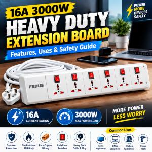 16A 3000W Heavy Duty Extension Board  Features, Uses & Safety Guide