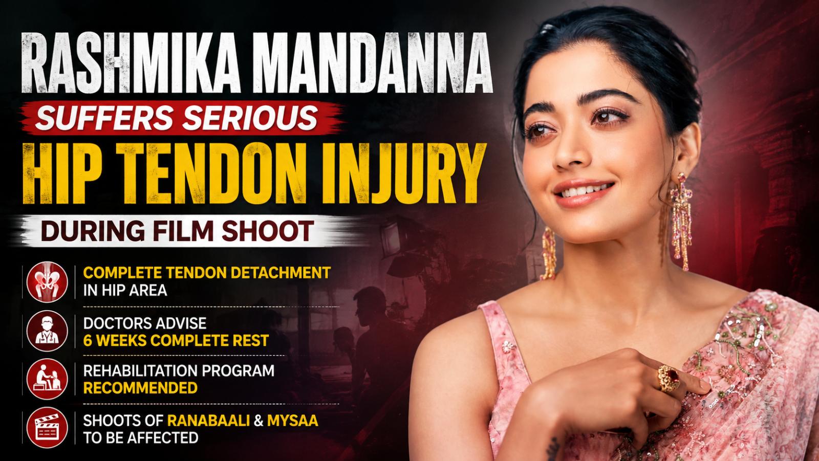 Rashmika Mandanna Suffers Serious Hip Tendon Injury on Film Set