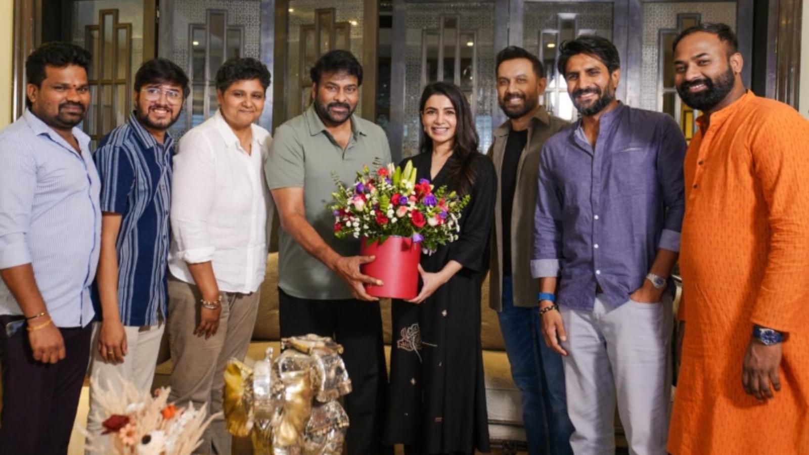Chiranjeevi Meets Samantha, Raj After Maa Inti Bangaaram Success