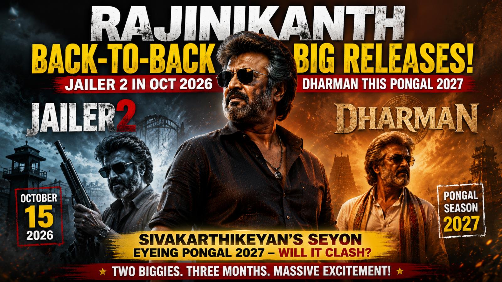 Rajinikanth Eyes Back-to-Back Releases With Jailer 2 and Dharman