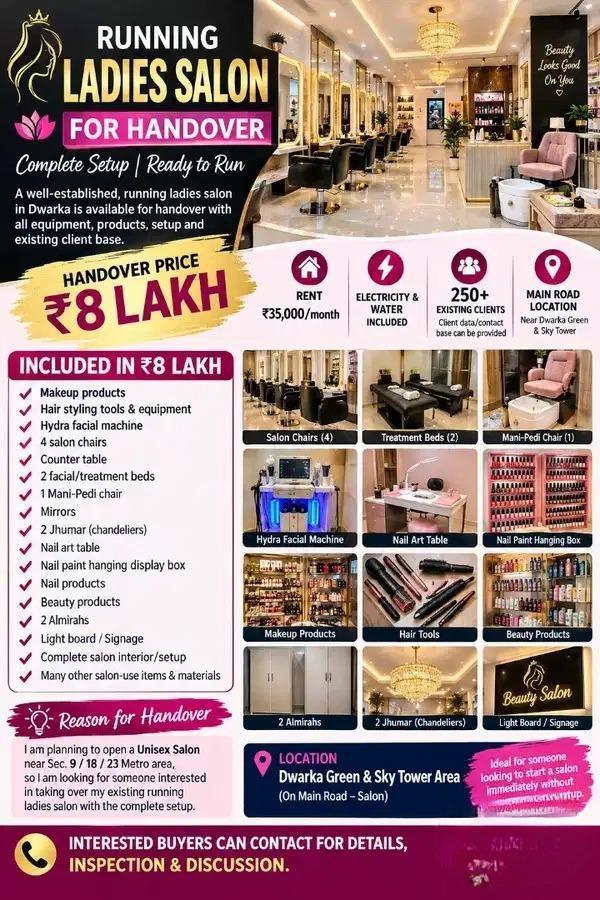 Running Ladies Salon for Handover in Dwarka