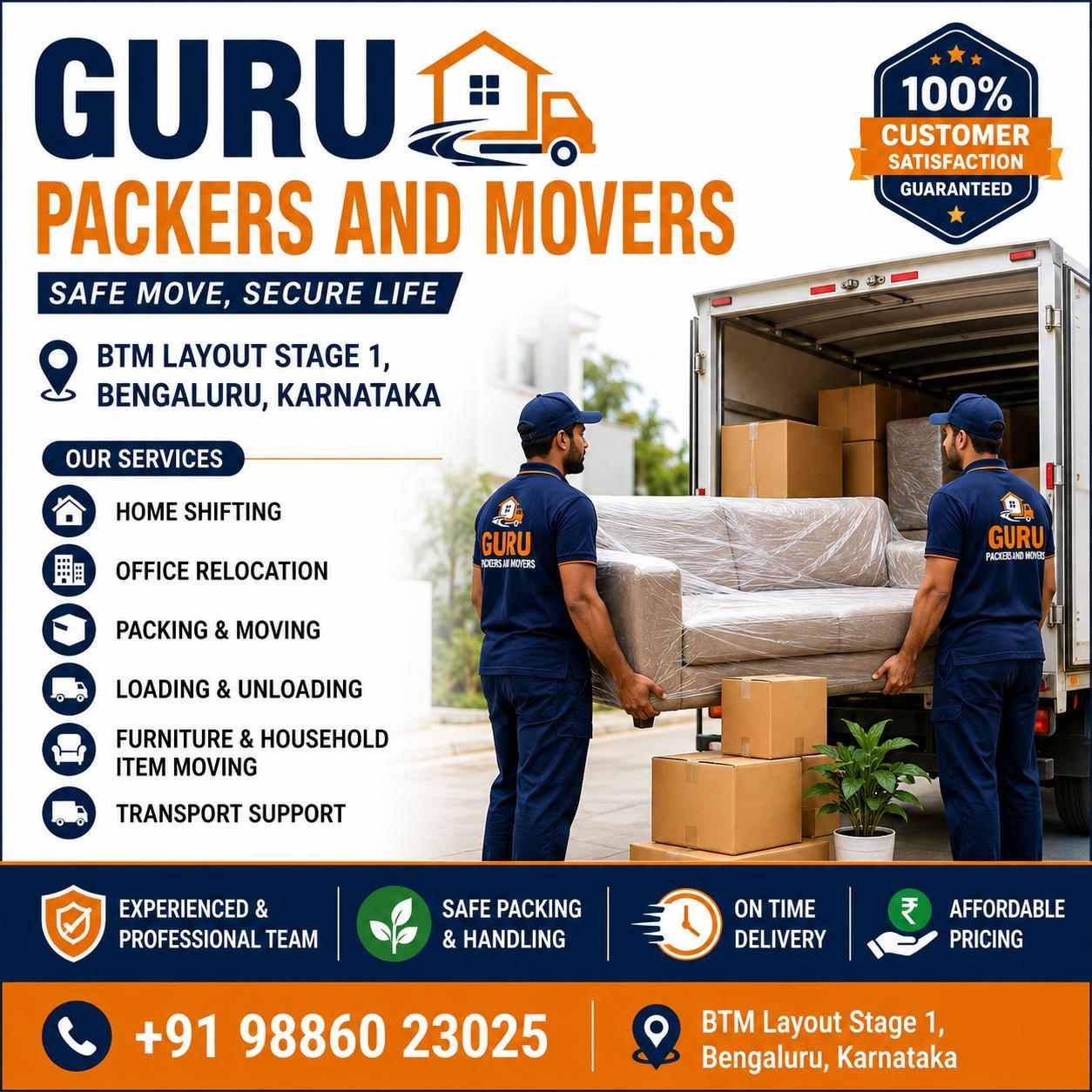 Guru Packers And Movers In BTM Layout Bengaluru
