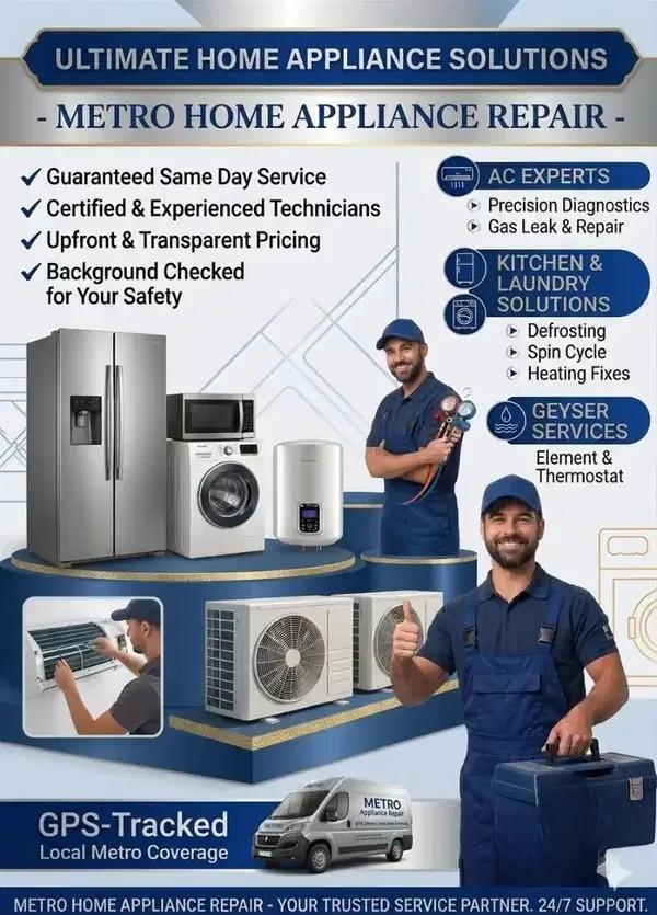 Metro Home Appliance Repair – Same Day AC, Fridge, Washing Machine & Geyser Repair Services