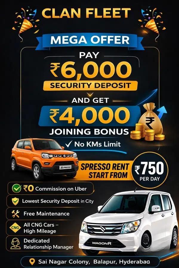 Uber Driver Job Fleet Rental – Start Driving at ₹278 Earn Up To ₹30K Monthly
