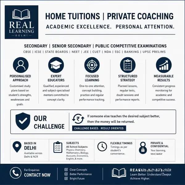 REAL LEARNING - Premium Home Tuition & Private Coaching in Delhi NCR
