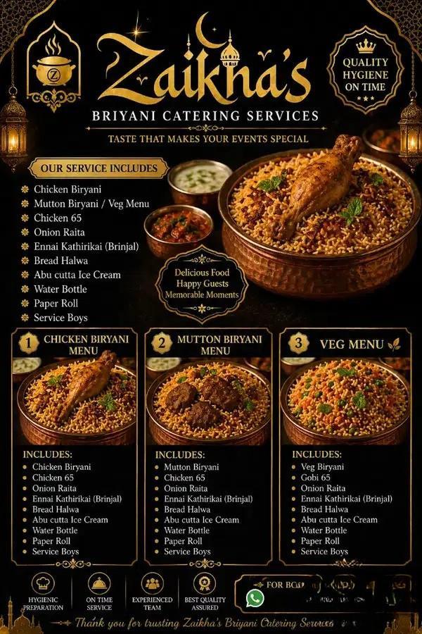 Zaikha’s Event Catering Services Chennai Biryani Catering For Functions & Parties