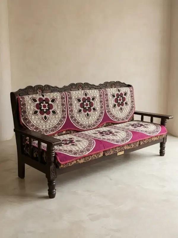 5 Seater Wooden Sofa and Coffee Table For Sale
