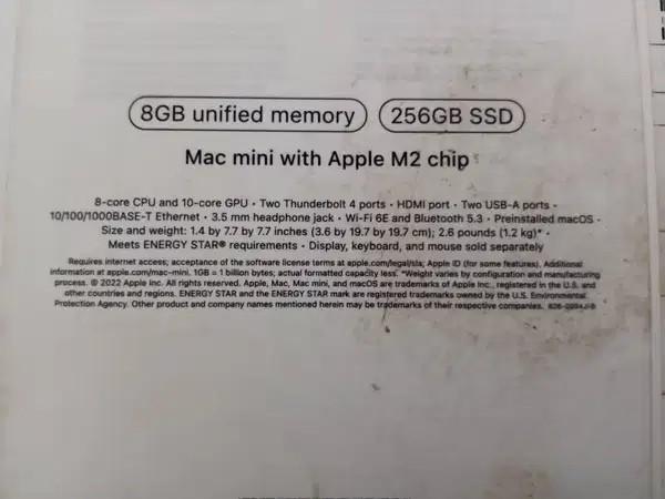 Mac Mini M2 256GB For Sale With Box