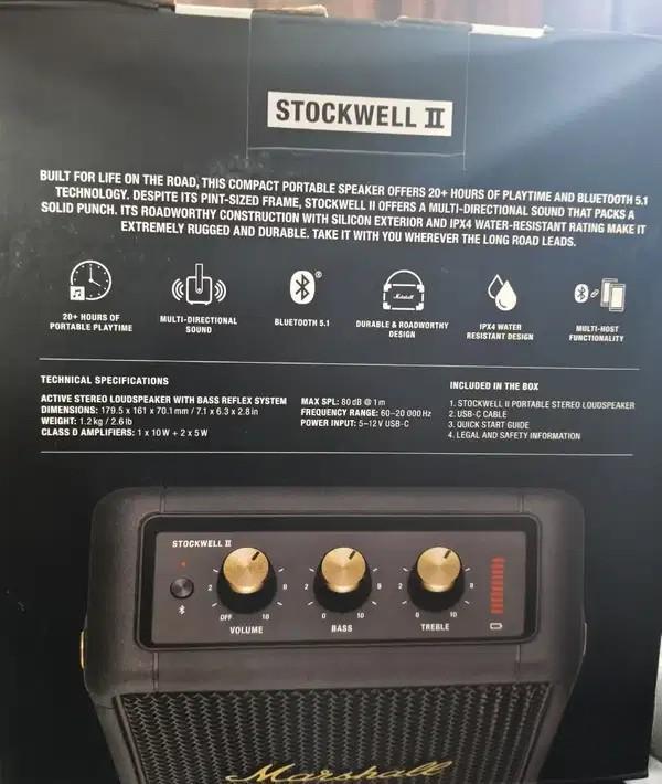 Marshall Stockwell 2 Bluetooth Speaker For Sale