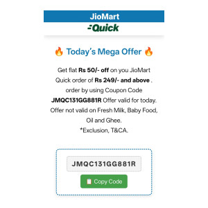 JioMart Quick Order Loot   Flat 25% off on a minimum order value of 140 (Working Multiple times)