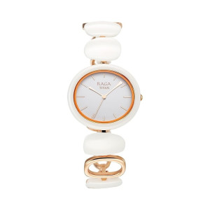 Titan Raga Ceramics Quartz White Dial Analog Women's Watch   Elegant Ceramic & Metal Strap   Stylish Women's Analog Watches   Perfect for Every Occasion - 95146KD05 (Coupon)