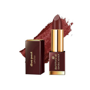 Biotique Natural Makeup Diva Pout Lipstick, Cinnabar Tease, 4g
