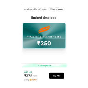 Cred Himalaya Loot Get 250 Himalaya Offer Gift Card at just Rs 37.5 Only