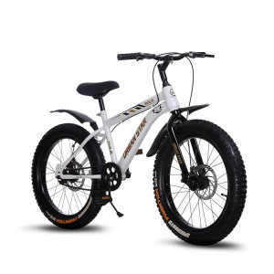 URBANSTAR Hulk 20T BMX Double DISC Fat Tyres Semi Assembled 20 T Fat Tyre Cycle (Single Speed, White), Rigid, Kid, 20" Inches