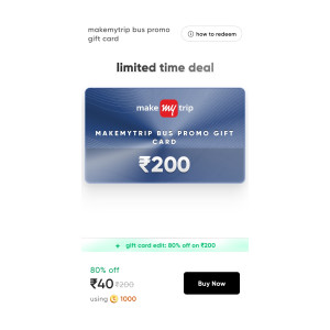 Cred GV Loot Get 80% off on Makemytrip Bus Gift Vouchers & 25% Off on Uber GV
