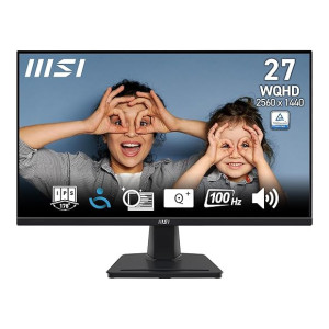 MSI PRO MP275Q 27 Inch 2K WQHD Office Monitor - 2560 x 1440 IPS Panel, 100 Hz, Eye-Friendly Screen, Built-in Speakers, Tilt-Adjustable - HDMI 2.0b, DP (1.2a)