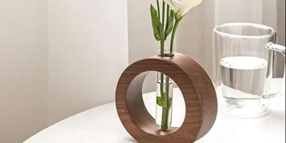 Ancient Shoppee Wooden Glass Tube Planter for Home Decor