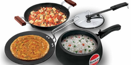 Hawkins Triniti Kitchen Set with Pressure Cooker, Pan & Tava