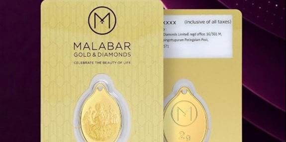 Malabar Gold 24K 999 Laxmi Gold Coin Pendant 2g