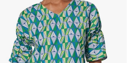 RIVER Women's Rayon Geometric Half Sleeve Regular Fit Blouse