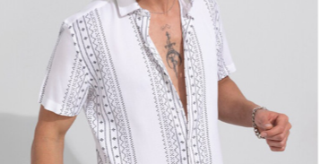 Snitch White & Black Geometric Printed Slim Fit Casual Shirt – Trendy & Stylish