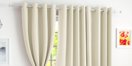 Story@Home True Blackout Door Curtains  7 Feet Long  Thermal Insulated Beige Curtains Set of 2