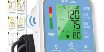 DR VAKU Automatic BP Monitor with Talking Function and Large Display (White & Blue)