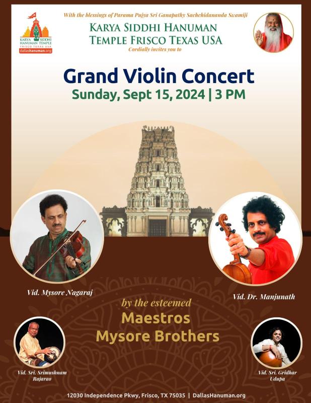 Grand Violin Concert -Karya Siddhi Hanuman Temple, Frisco