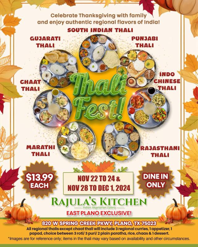 Thali Fest at Rajula's Kitchen - East Plano Exclusive!