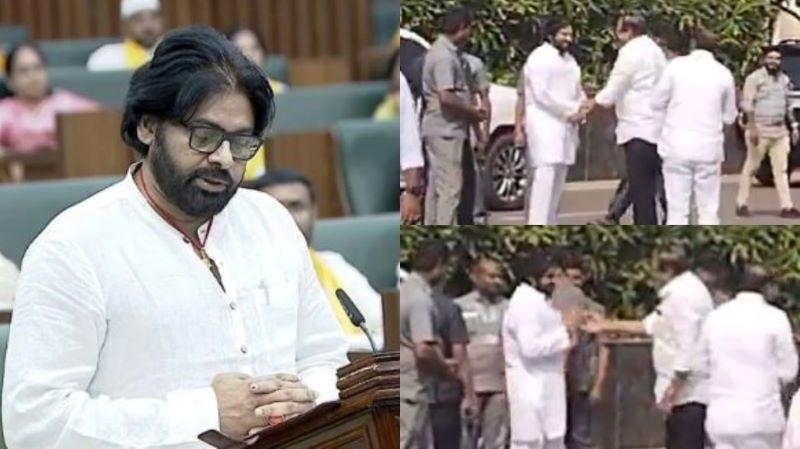 Pawan Kalyan and YCP's Botsa Sathyanarayana Share a Hug at A P Assembly
