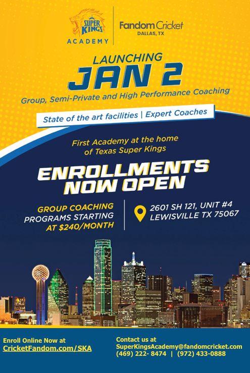 Catch the Cricket Fever Super Kings Academy Launches in Dallas, TX