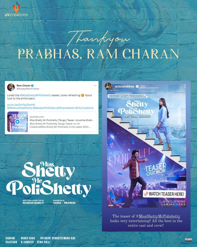 Prabhas & Ram Charan Hype Up Miss Shetty Mr Polishetty