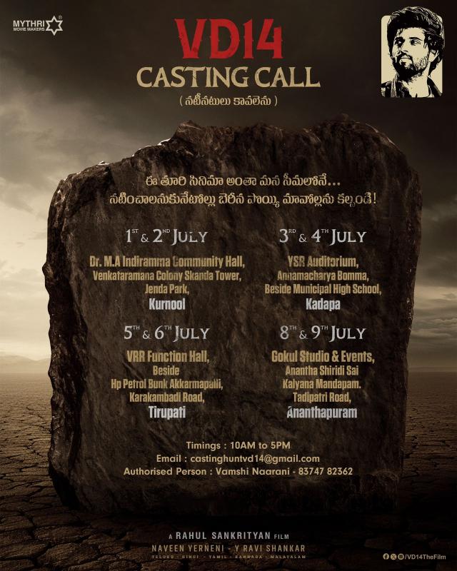 Casting Call Announced for Hero Vijay Deverakonda's Big Pan India Movie  VD 14 