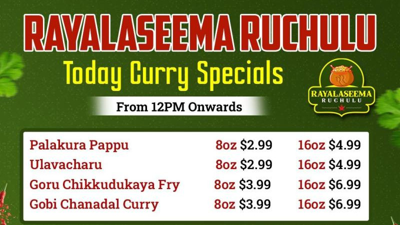 Rayalaseema Ruchulu -Today's Curry Specials