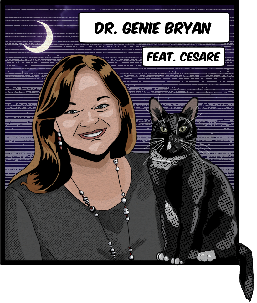 Comic book style picture of Dr. Bryan.