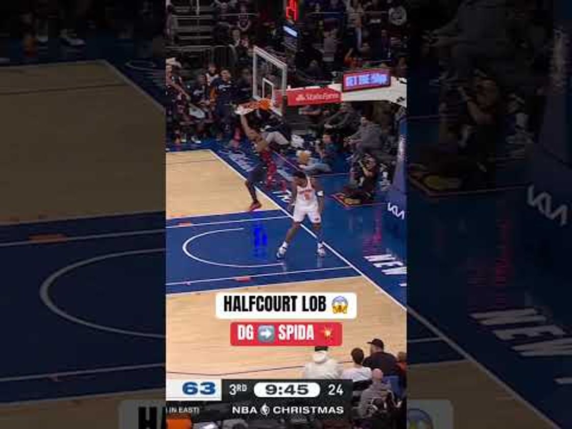 Darius Garland connects with Donovan Mitchell on the lob from beyond halfcourt 😱