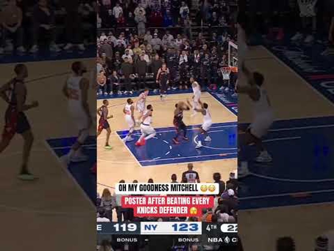 Donovan Mitchell weaves through traffic and detonates for the one-hand poster 🤯