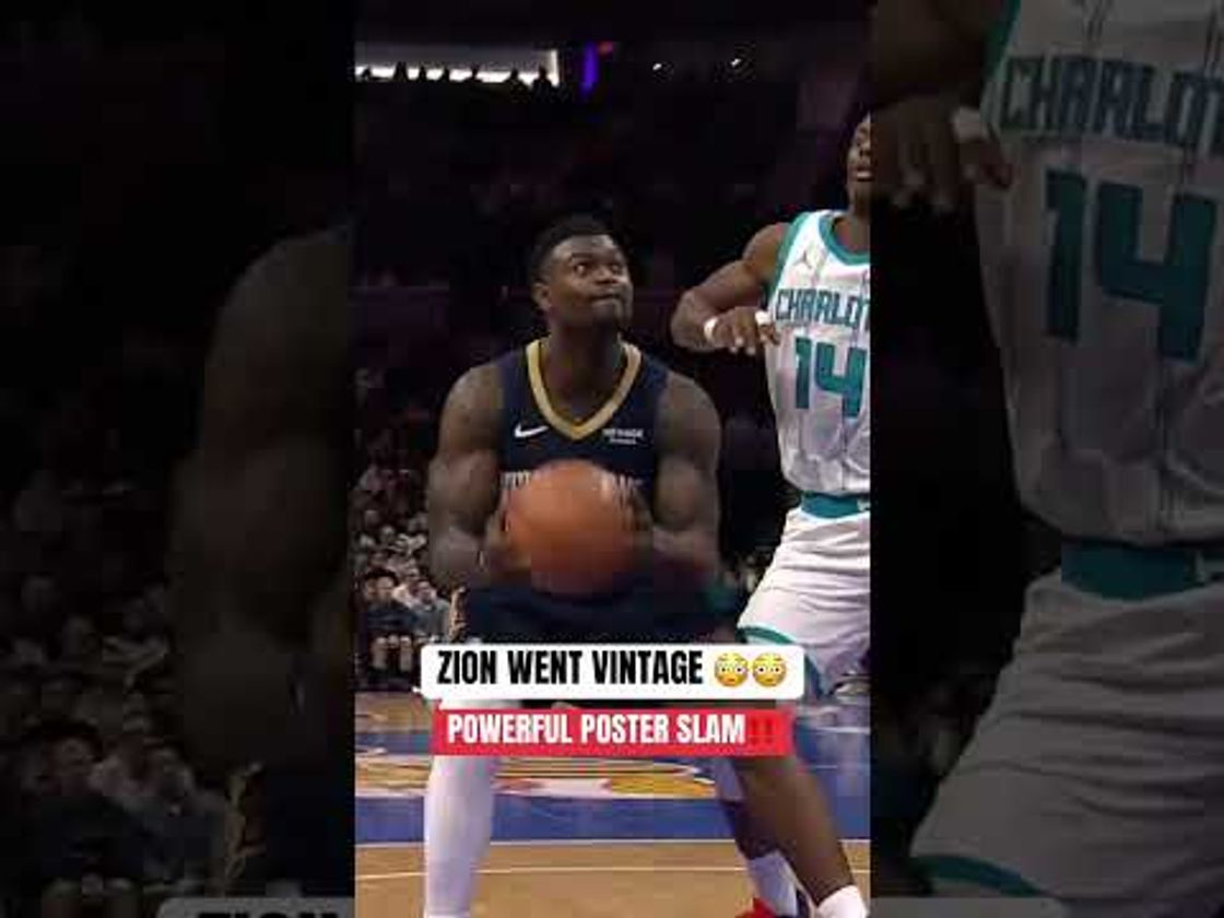 Zion soars through the air for the powerful two-hand poster slam‼️