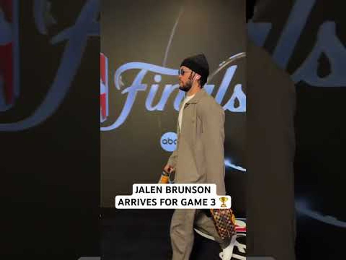 Jalen Brunson arrives for Game 3 of the NBA Finals