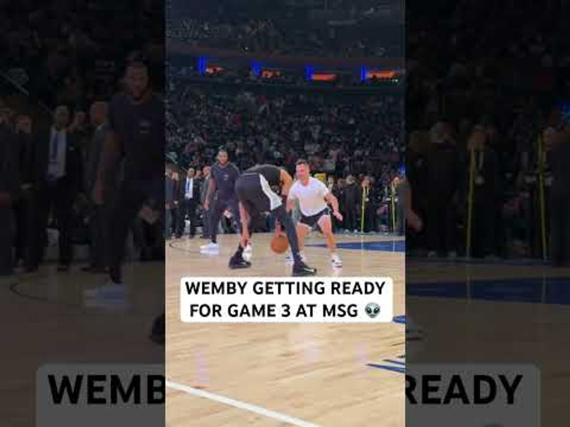 Wemby warms up at MSG for Game 3 🏆